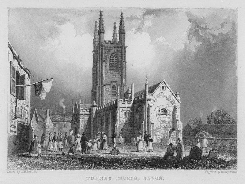 Kościół Totnes, Devon (rycina) autorstwa William Henry Bartlett