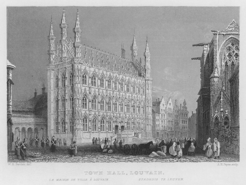 Ratusz, Louvain (grafika) autorstwa William Henry Bartlett
