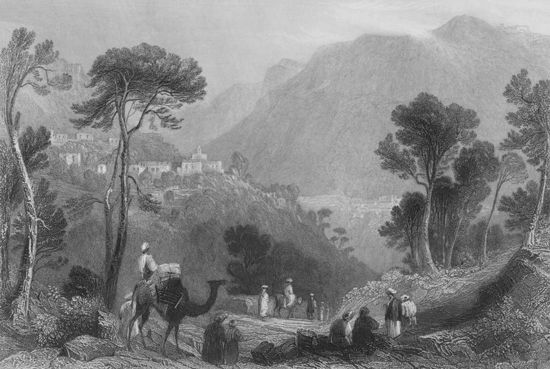 Wioska Brumhanna na górze Liban autorstwa William Henry Bartlett