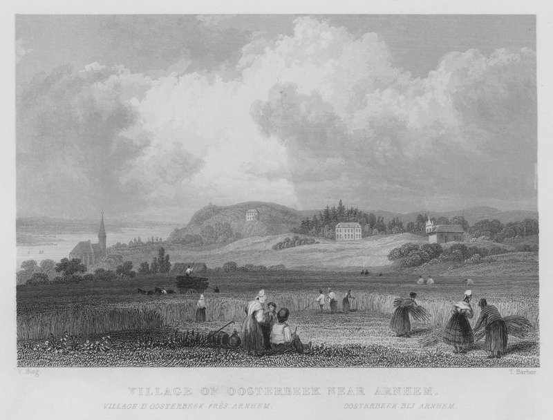 Wioska Oosterbeek niedaleko Arnhem (rycina) autorstwa William Henry Bartlett
