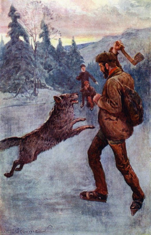 „Wypalił; a bestia w chwili, gdy zaczynała skakać, przewróciła się, warcząc i sycząc” (kolor lito) autorstwa William Henry Charles Groome
