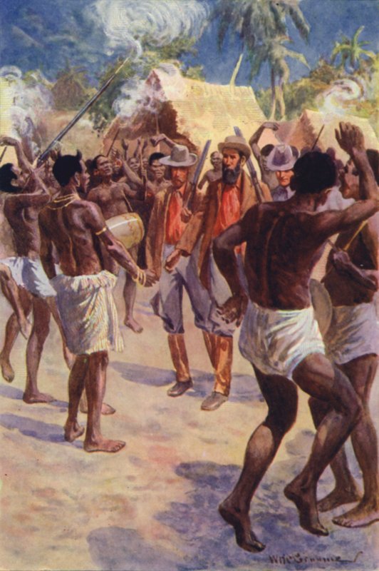Ilustracja do The Gorilla Hunters autorstwa RM Ballantyne (kolor lito) autorstwa William Henry Charles Groome