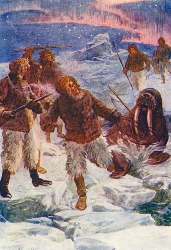 Ilustracja do książki "Świat lodu albo wielorybniczy rejs delfina" (kolorowa litografia) autorstwa William Henry Charles Groome