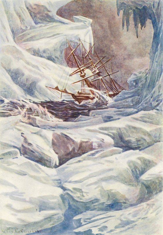 Ilustracja do książki "Świat lodu albo wielorybniczy rejs delfina" (kolorowa litografia) autorstwa William Henry Charles Groome