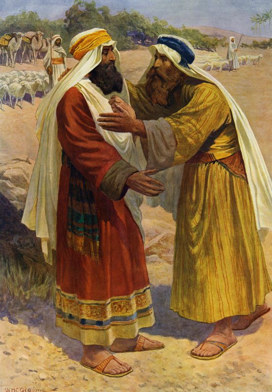 Spotkanie Jakuba i Ezawa (kolor lito) autorstwa William Henry Charles Groome