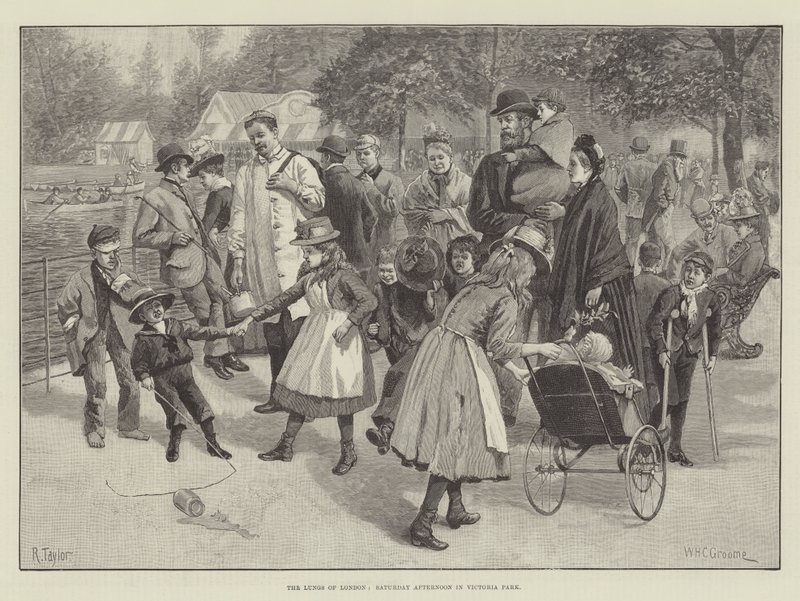 Płuca Londynu, sobotnie popołudnie w Victoria Park autorstwa William Henry Charles Groome
