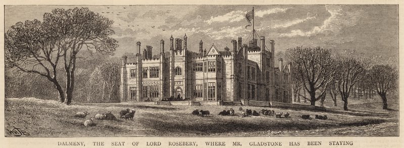 Dalmeny, siedziba Lorda Rosebery, gdzie przebywa pan Gladstone autorstwa William Henry James Boot