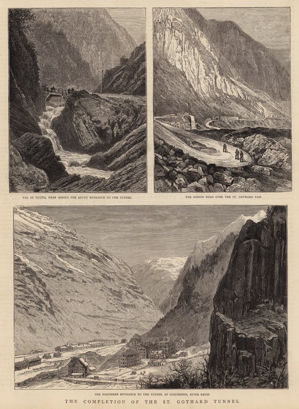 Zakończenie budowy tunelu St. Gothard autorstwa William Henry James Boot