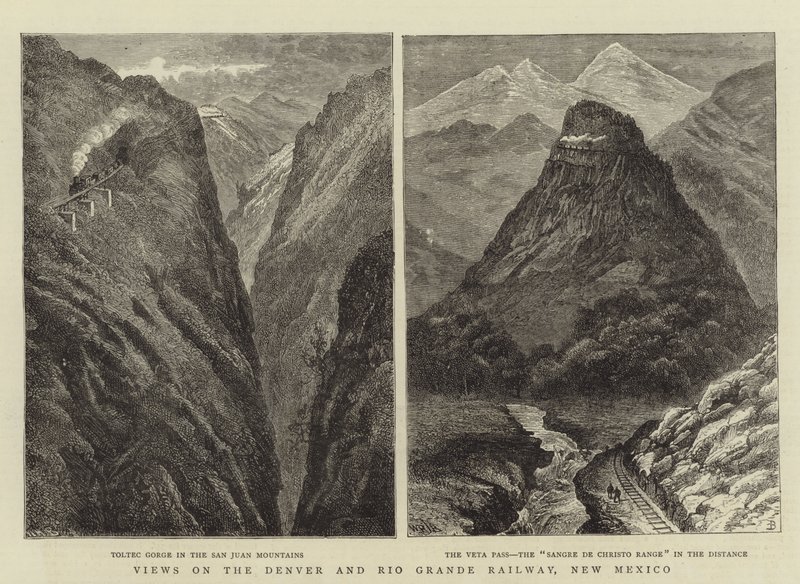 Widoki na kolej Denver i Rio Grande w Nowym Meksyku autorstwa William Henry James Boot