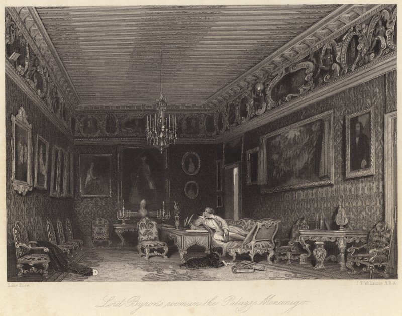 Pokój Lorda Byrona w Palazzo Mocenigo (rycina) autorstwa William Henry Lake Price