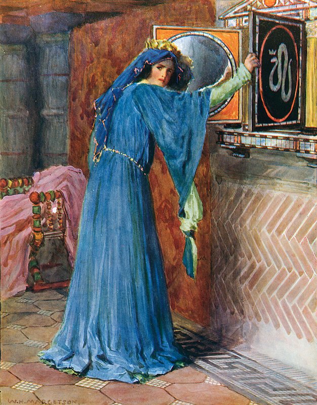 O magiczne lustro na ścianie, która jest najpiękniejszą damą ze wszystkich autorstwa William Henry Margetson