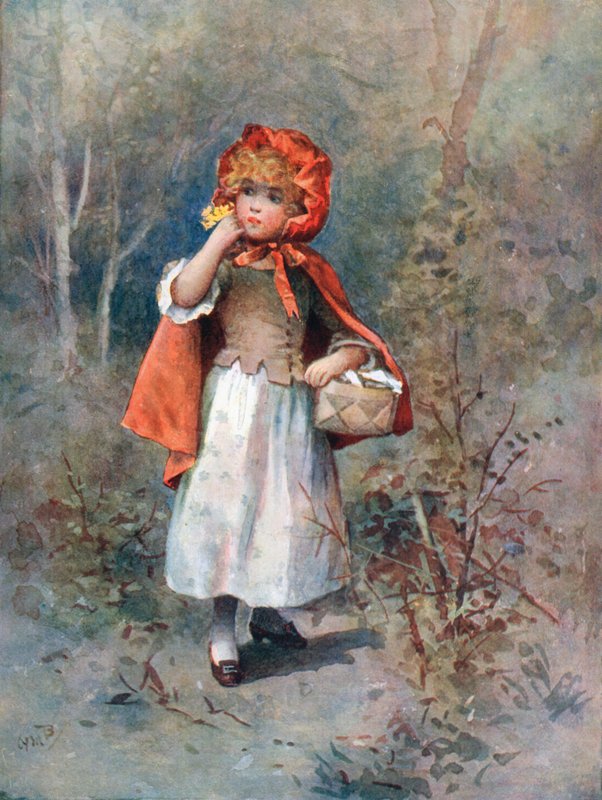 Usłyszała szorstki głos mówiący: „Dzień dobry, mała dziewczynko” autorstwa William Henry Margetson