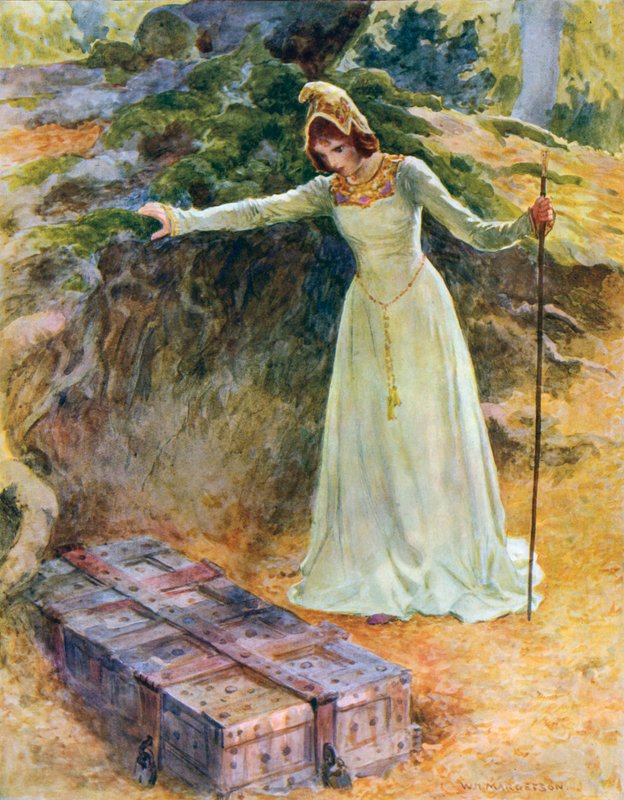 Księżniczka podeszła do żelaznej skrzyni autorstwa William Henry Margetson