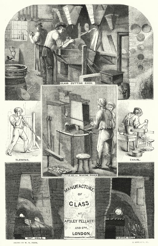 Produkcja szkła w Apsley Pellatt and Cos, Londyn (grawerowanie) autorstwa William Henry Pike
