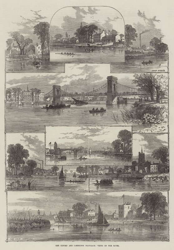 Oxford i Cambridge Boat-Race, Widoki na rzekę autorstwa William Henry Pike
