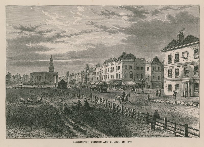 Kennington Common i Kościół w 1830 r. autorstwa William Henry Prior
