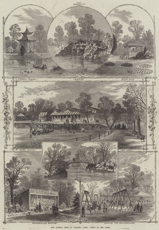 Wizyta królowej w Victoria Park, Widoki w parku autorstwa William Henry Prior