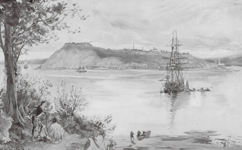 Widok miasta i twierdzy Quebec, AD 1759 (litografia) autorstwa William Heysham (after) Overend