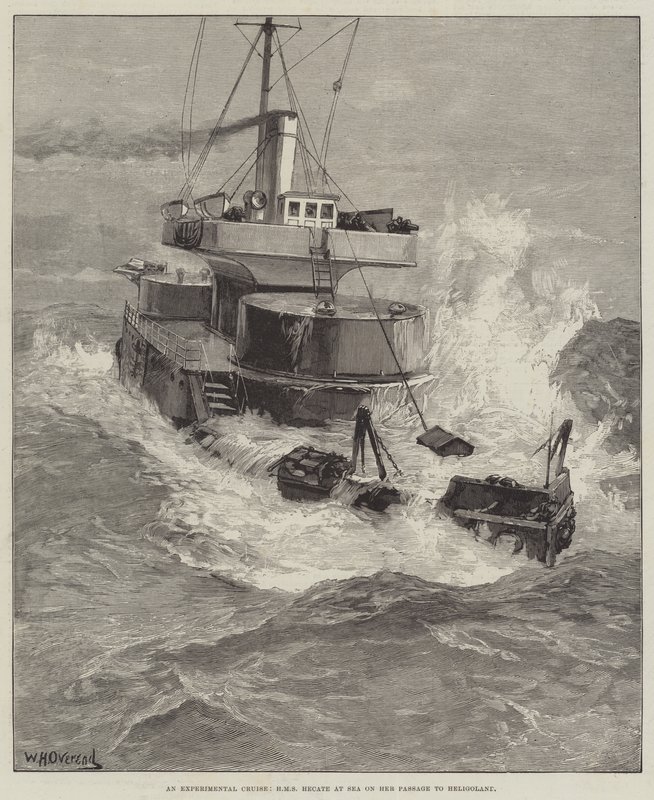 Rejs eksperymentalny, HMS Hecate na morzu na jej przejściu na Helgoland autorstwa William Heysham Overend
