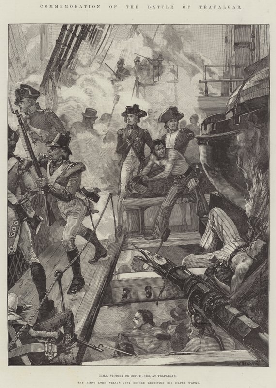 Upamiętnienie bitwy pod Trafalgarem, HMS Victory, 21 października 1805, pod Trafalgarem autorstwa William Heysham Overend