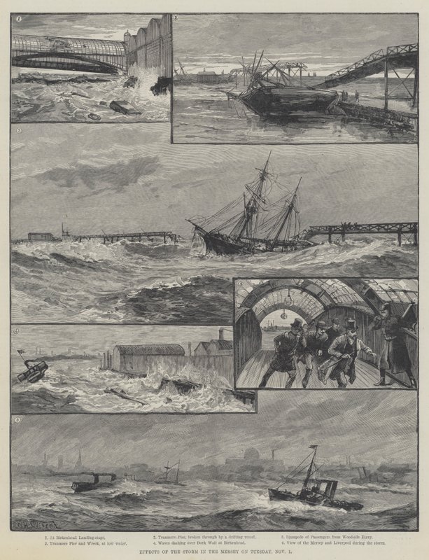 Skutki burzy w Mersey we wtorek, 1 listopada autorstwa William Heysham Overend