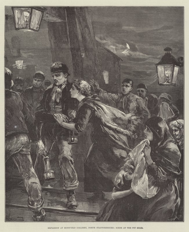 Eksplozja w Mossfield Colliery, North Staffordshire, scena na czele szybu autorstwa William Heysham Overend