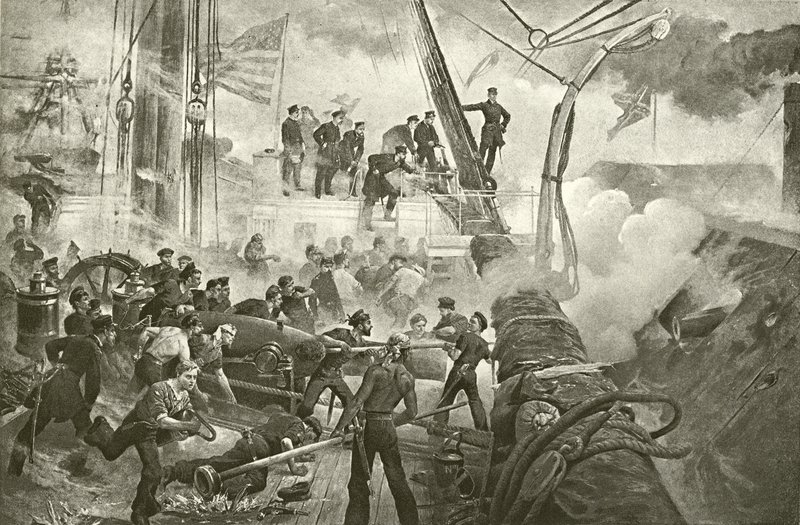 Farragut w Mobile Bay (wklęsłodruk) autorstwa William Heysham Overend