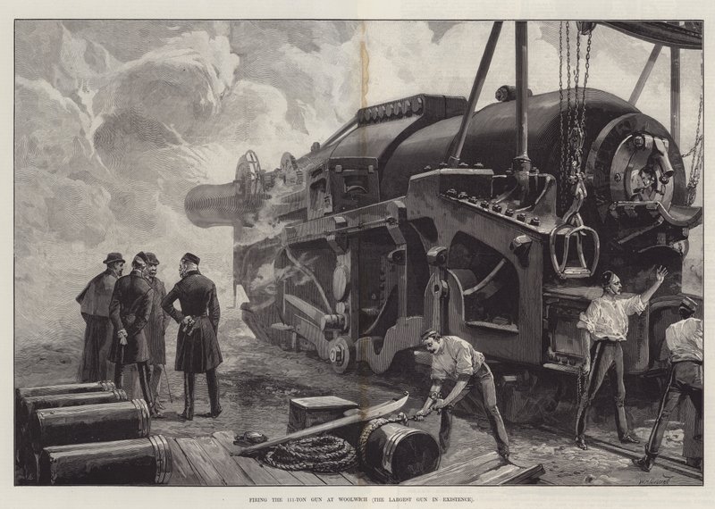 Strzelanie z 111-tonowego pistoletu w Woolwich autorstwa William Heysham Overend