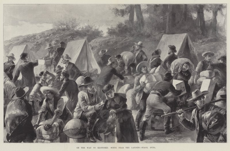 W drodze do Klondike, scena w pobliżu lądowiska, Dyea autorstwa William Heysham Overend