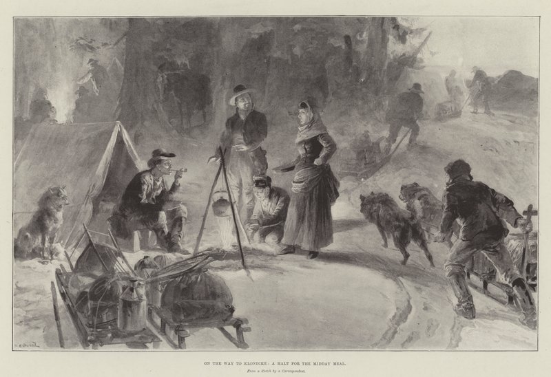 W drodze do Klondike, postój na południowy posiłek autorstwa William Heysham Overend
