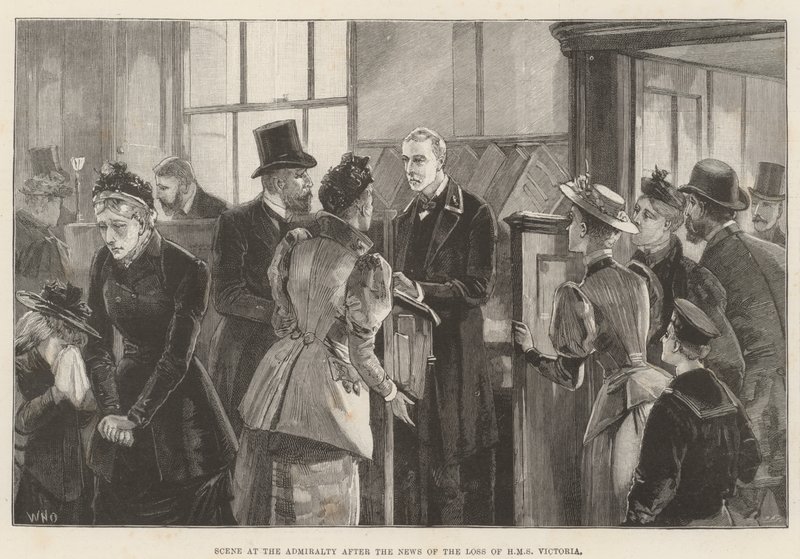 Scena w Admiralicji po wiadomości o utracie HMS Victoria autorstwa William Heysham Overend