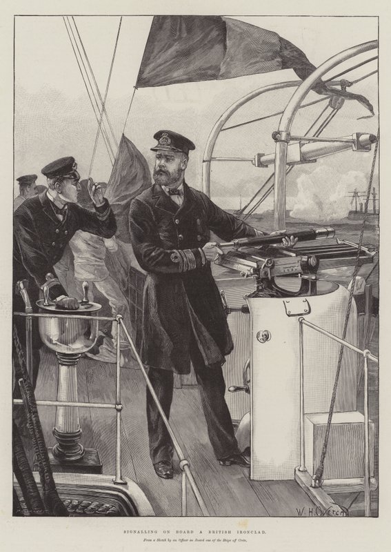 Sygnalizacja na pokładzie brytyjskiego pancernika autorstwa William Heysham Overend