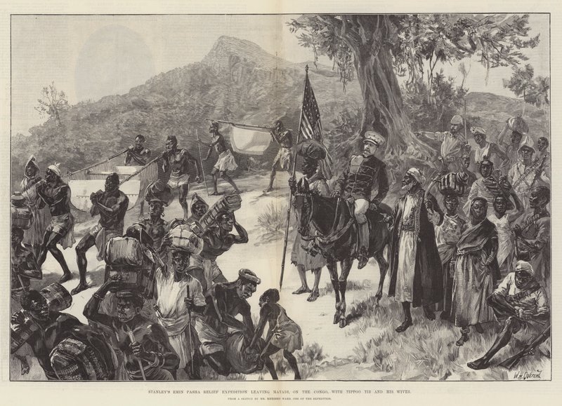 Wyprawa Emin Pashy Stanleya z Matadi w Kongo, z Tippoo Tibem i jego żonami. autorstwa William Heysham Overend
