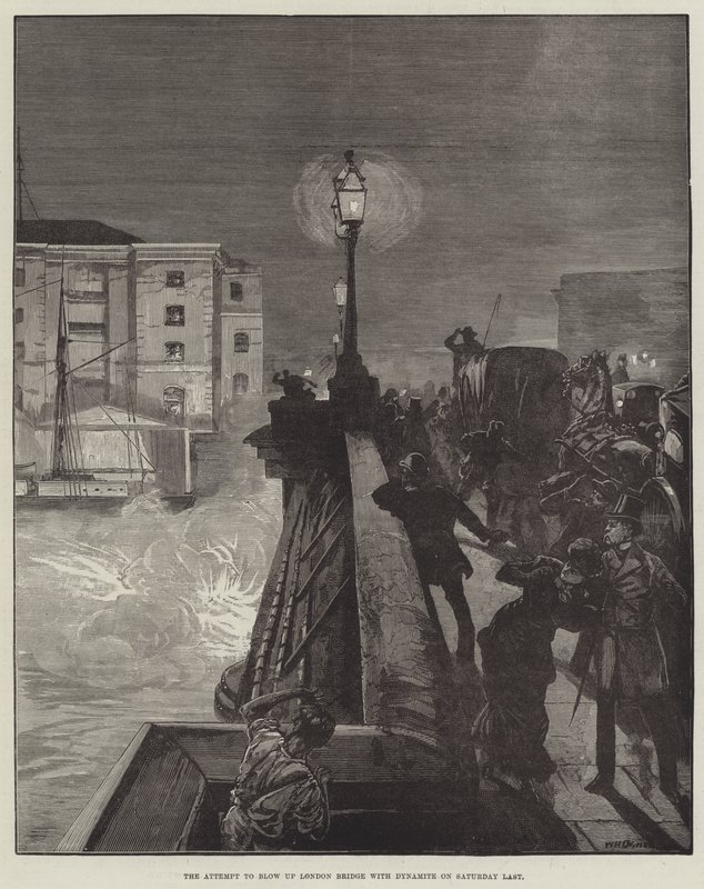 Próba wysadzenia London Bridge dynamitem w ostatnią sobotę autorstwa William Heysham Overend