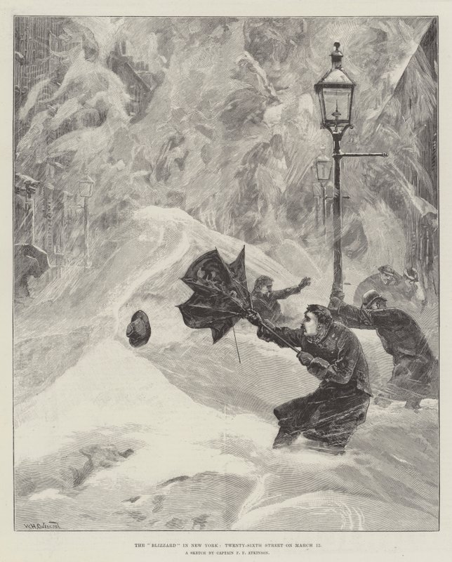 Blizzard w Nowym Jorku, Twenty-Sixth Street 12 marca autorstwa William Heysham Overend