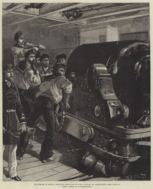 Kryzys w Egipcie, szkolenie dział HMS Sultan w Aleksandrii autorstwa William Heysham Overend