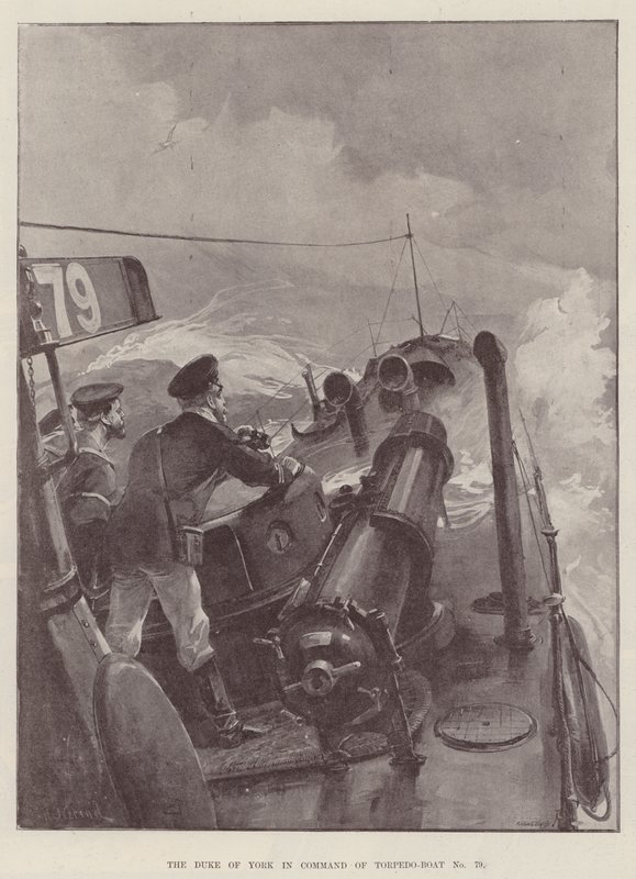 Książę Yorku w dowództwie łodzi torpedowej nr 79 autorstwa William Heysham Overend