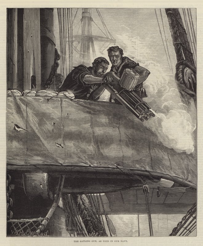Gatling Gun, używany w naszej marynarce wojennej autorstwa William Heysham Overend
