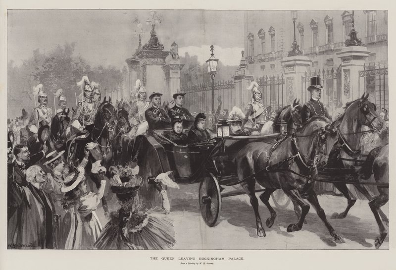 Królowa opuszcza Pałac Buckingham autorstwa William Heysham Overend