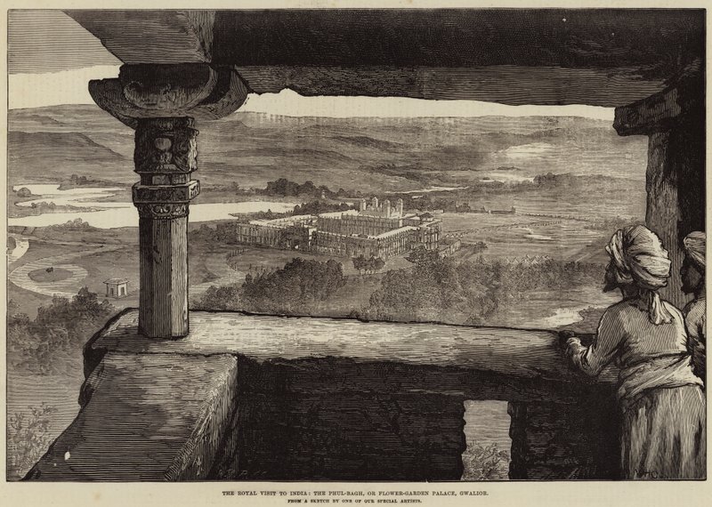 Królewska wizyta w Indiach, Phul-Bagh, lub Flower-Garden Palace, Gwalior autorstwa William Heysham Overend