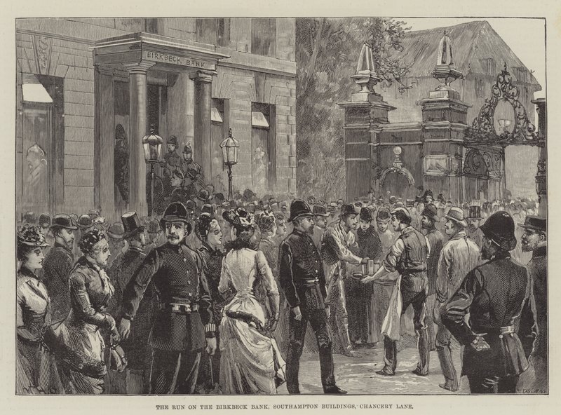 The Run on the Birkbeck Bank, Southampton Buildings, Chancery Lane autorstwa William Heysham Overend