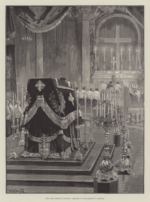 Zmarły Kardynał Manning, Requiem w Oratorium Brompton autorstwa William Heysham Overend