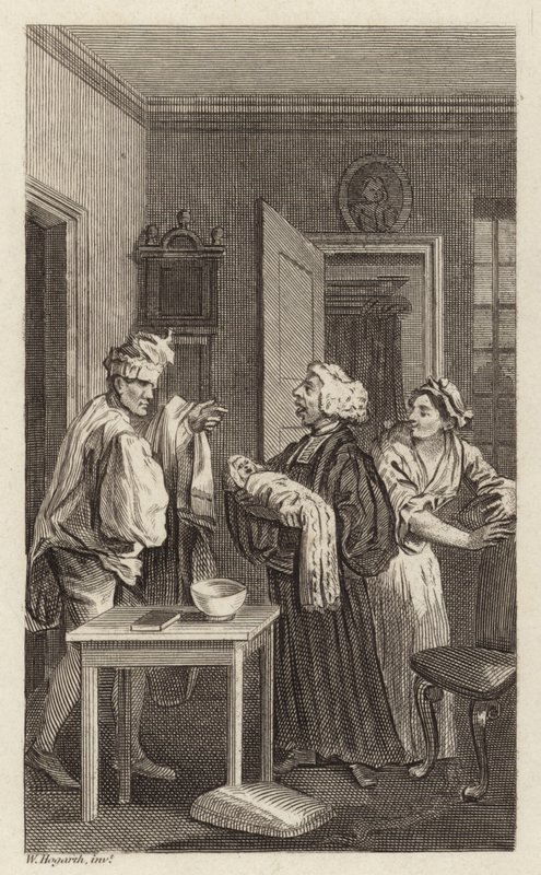 Scena z Tristram Shandy autorstwa William Hogarth
