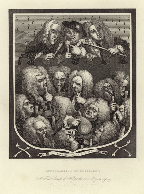 Konsultacje z lekarzami autorstwa William Hogarth