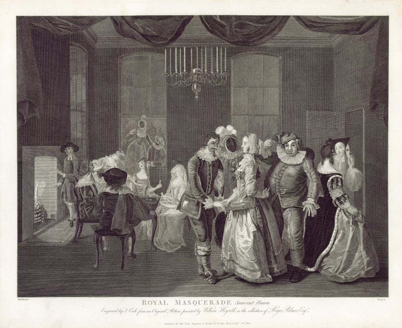 Królewska Maskarada, Somerset House autorstwa William Hogarth