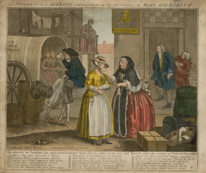 Postępy nierządnicy na przykładzie przygód Mary Mackabout autorstwa William Hogarth