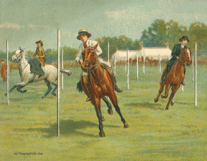 Wyścigi historyczne i współczesne, wyścigi gięcia (chromolitho) autorstwa William Hounsom Byles