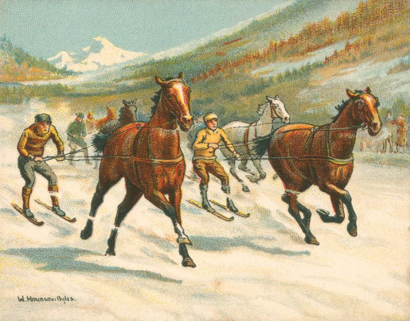 Wyścigi historyczne i współczesne, Ski-Joring (chromolitho) autorstwa William Hounsom Byles