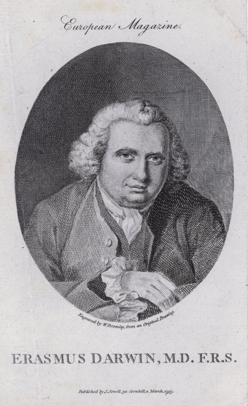Erasmus Darwin, angielski lekarz, filozof przyrody, poeta i działacz na rzecz zniesienia handlu niewolnikami (grafika) autorstwa William III (after) Bromley