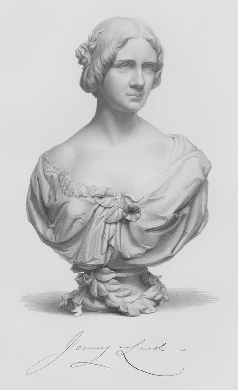 Jenny Lind, z popiersia J Durhama, grawerowane przez W Roffe z rysunku F Roffe (grafika) autorstwa William John Roffe